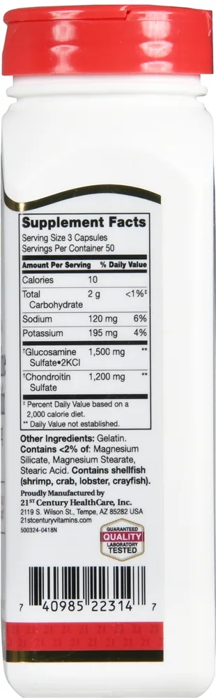 21st Century Glucosamine 500 mg Chondroitin 400 mg Capsules Double Strength